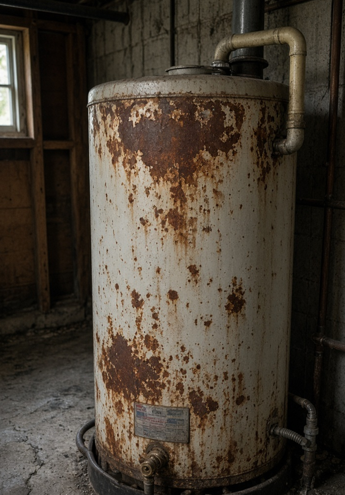 xAging water heater with rust and corrosion signaling replacement is needed in Passaic County